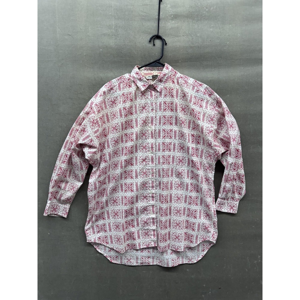 Alyssa Brooke Shirt Womens 2XL White Red Paisley Print Button Up Long Sleeve Top